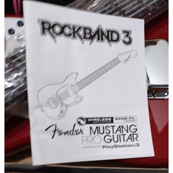 Rockband 3 Fender Mustang Pro Guitar & Strap PS3 PlayStation Mad Catz NO DONGLE - Picture 9 of 12